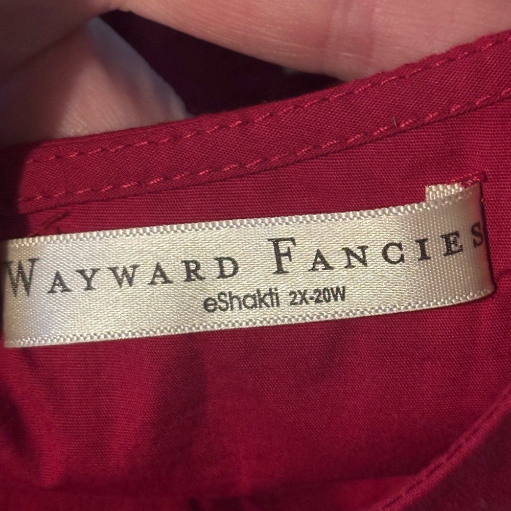 Elegant Red With White Floral Embroidery Midi Dress by Wayward Fancies | Size 2X - Picture 3 of 11